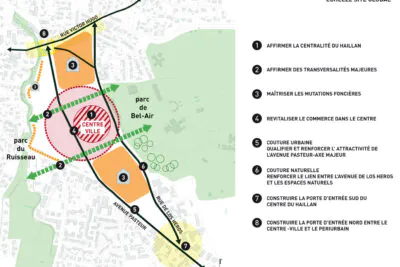 Carte des enjeux du projet ZAC Cœur de ville du Haillan. - Agrandir l'image 1 sur 1, fenêtre modale