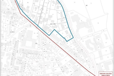 Carte de la localisation des stations d’arrêts du Bus Express au regard de la ZAC Cœur de Ville du Haillan. - Agrandir l'image 1 sur 1, fenêtre modale