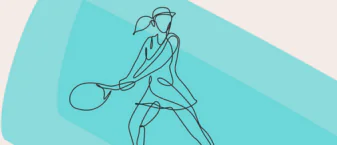 Dessin d'une femme qui joue à la pala sur fond bleu