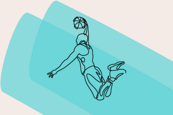 Dessin d'un joueur de basket sur fond bleu - Agrandir l'image, fenêtre modale