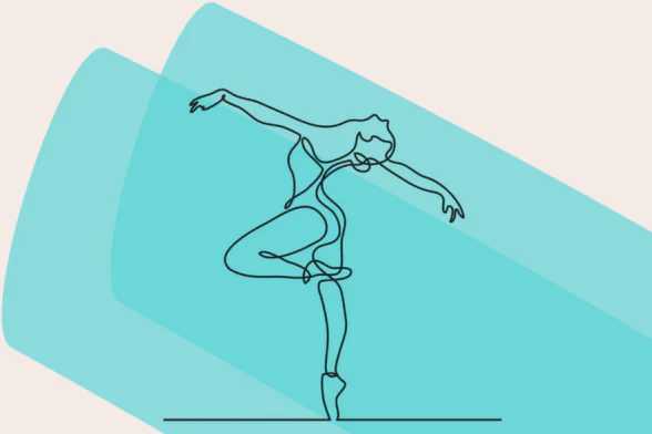 Dessin d'une danseuse sur fond bleu - Agrandir l'image, fenêtre modale