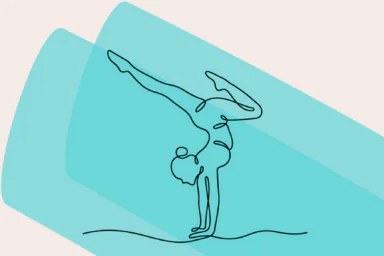 Dessin d'une gymnaste sur fond bleu