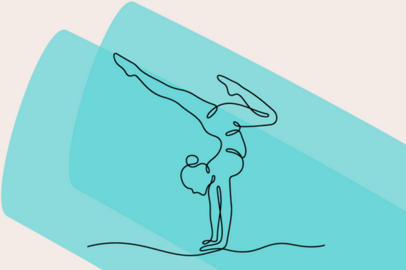 Dessin d'une gymnaste sur fond bleu - Agrandir l'image, fenêtre modale