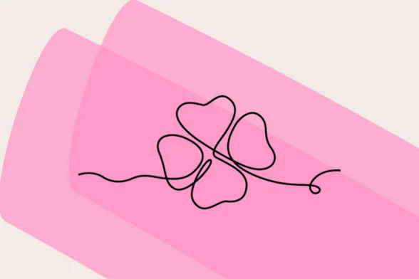 Dessin d'un trèfle à 4 feuilles qui représente le loto sur fond rose. - Agrandir l'image, fenêtre modale