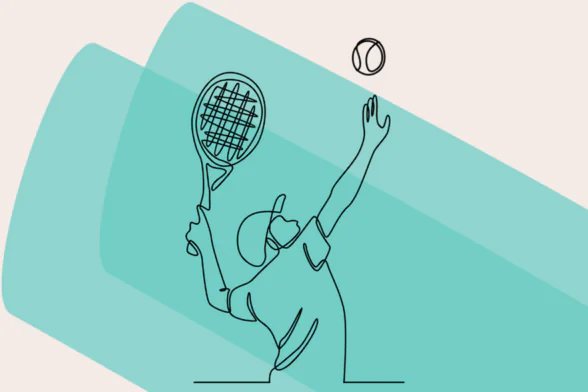 Dessin d'une personne qui joue au tennis sur fond vert - Agrandir l'image, fenêtre modale