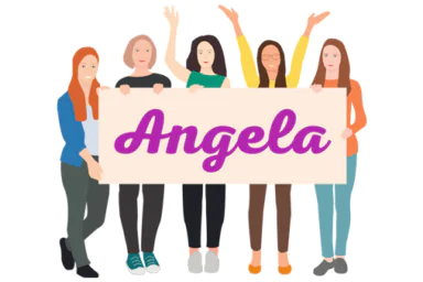 Visuel de 5 femmes qui portent une pancarte avec écrit "Angela" en référence au dispositif Angela.