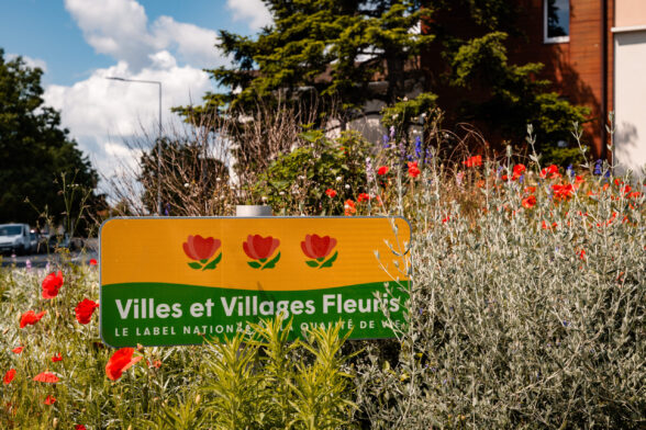 Panneau Villes et villages fleuris dans de la végétation - Agrandir l'image, fenêtre modale