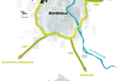 Carte du Haillan vue de la métropole qui représente les grands axes routiers et l'aéroport - Agrandir l'image 1 sur 1, fenêtre modale