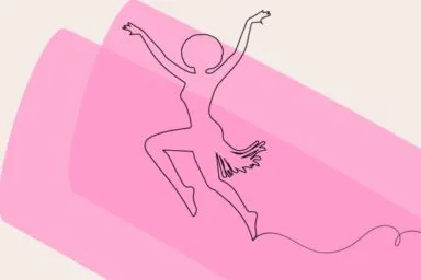 Silhouette de danseuse africaine sur fond rose